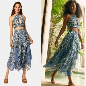 NWT | Revolve x Misa | Zoe Skirt in Flora Azulia and Blue Astra | Sz XS